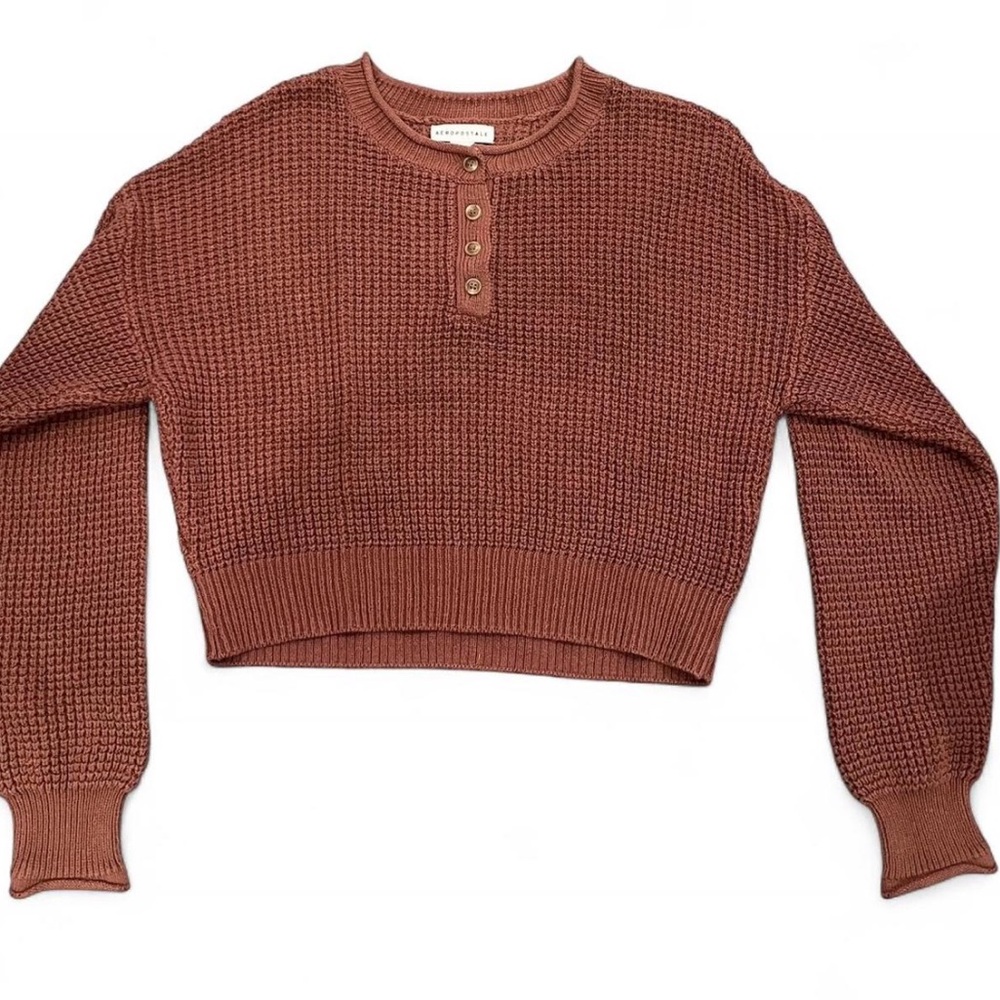 Aeropostale Brown Waffle Knit Cardigan